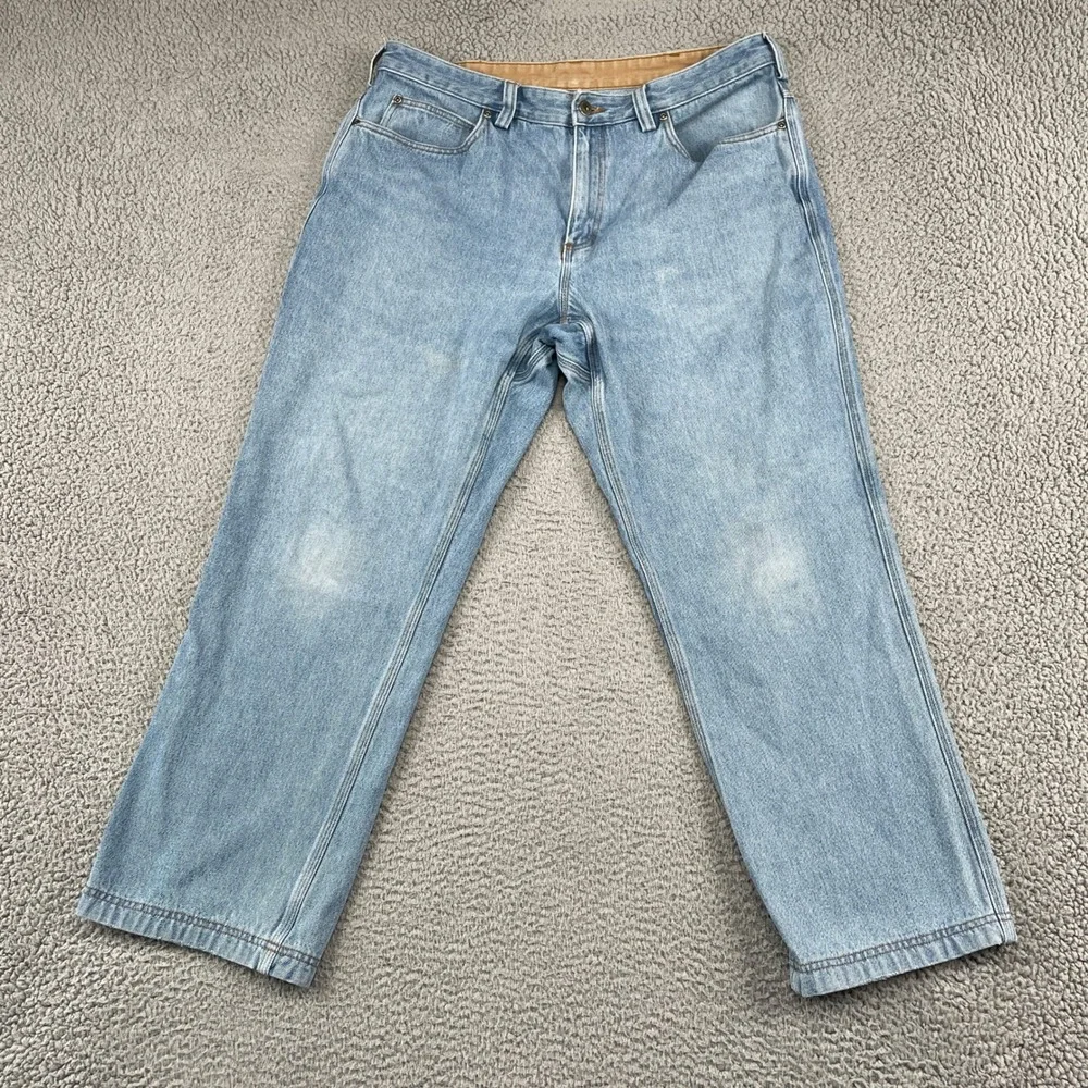 Duluth Trading Co Jeans Mens 38x30 Blue Ballroom Straight Leg Workwear Denim